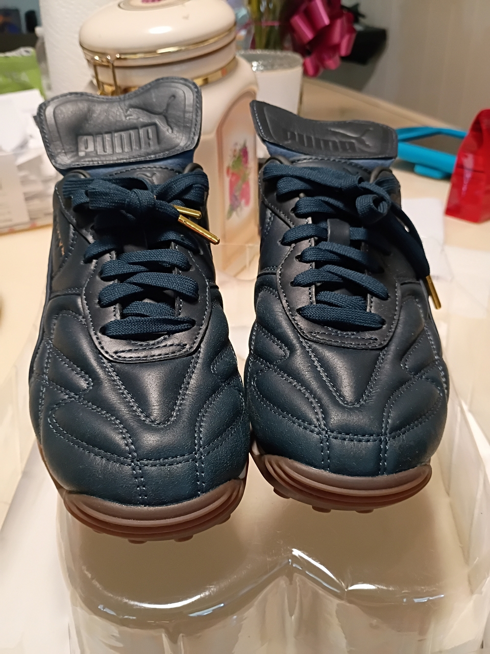 Puma Women's Navy Leather Sneakers